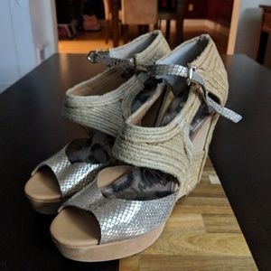 Sam Edelman Leather and Jute Katie Wedge Sz 8.5M